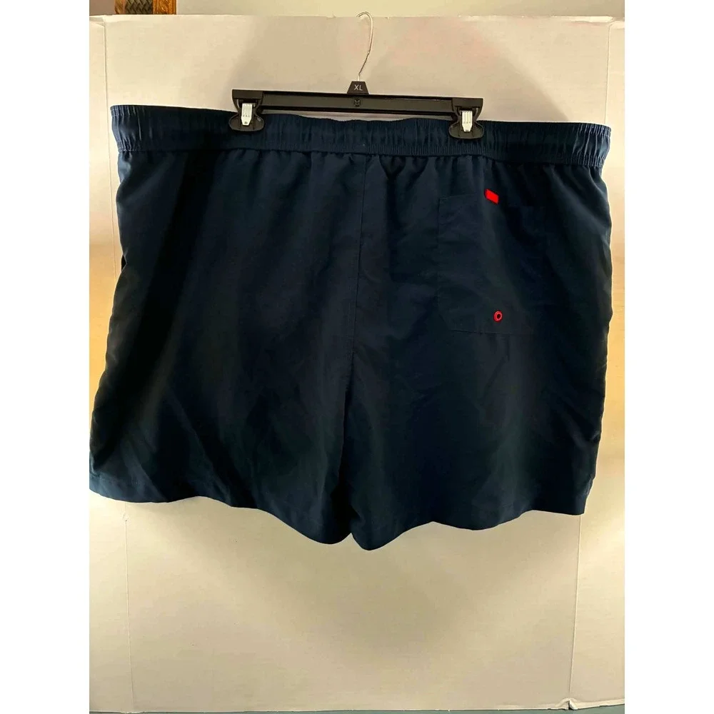 George Mens Swim Trunks Navy Blue Red Drawstring Mesh Lined Size‎ 3XL 48-50